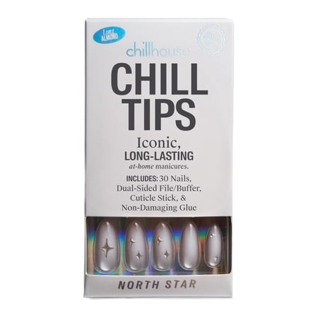 Chillhouse Chill Tips Press On Nails, North Star, Almond Style, 30 Count