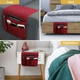 thumbnail image 4 of 2 PCS Sofa Armrest Organizer Non-Slip Remote Control Holders for Recliner Couch Chair Armchair Caddy with 5 Pockets for Table,Cell Phone,Ipad,Magazines,Books (13x35In, WineRed), 4 of 6