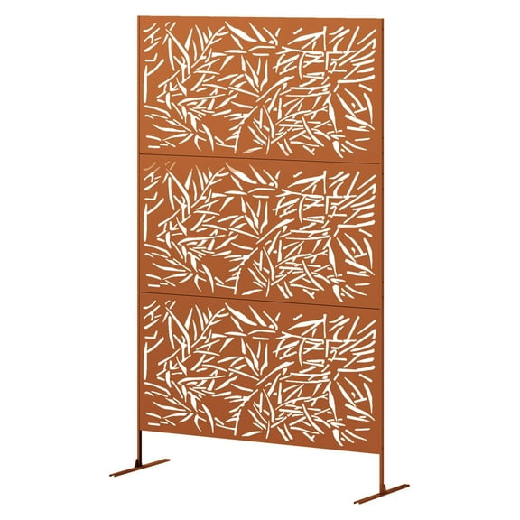 Outdoor Privacy Screen, Metal Trellis for Climbing Plants - 48"x78" Bamboo Brown