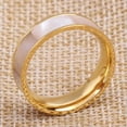 thumbnail image 6 of 6MM Natural Shell Titanium Steel Band Men/Women's Gold/Rose Gold Ring Size 6-10, 6 of 6