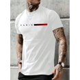 thumbnail image 1 of Men'S Casual Crew Neck T-Shirt, Paris Print, Slight Stretch, Regular Fit, Summer Top, 1 of 5