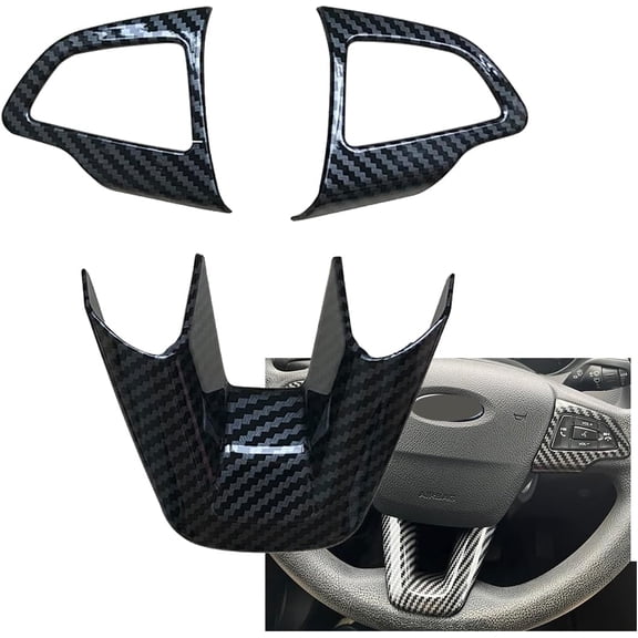 3-piece set of carbon fiber car steering wheel cover and steering wheel decorative sticker suitable for Focus 3 2015-2018