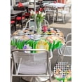 thumbnail image 4 of Outdoor Tablecloth with Umbrella Hole and Zipper, Easter Bunny Round Table Cloth 54 Inch Waterproof Tablecloth, Spring Easter Eggs Chicken Black White Plaid Picnic Table Cover for Patio Camping, 4 of 7