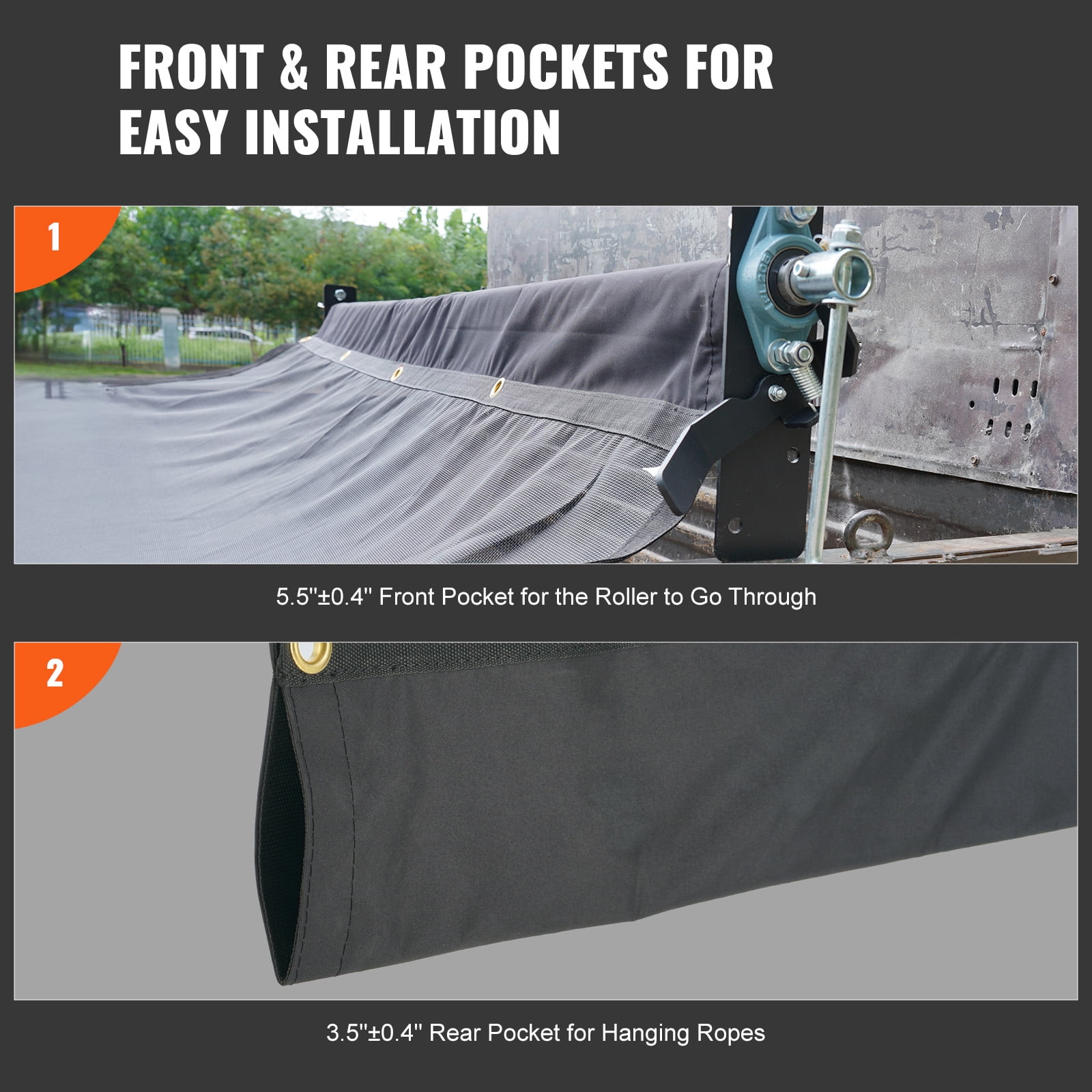 KFFKFF Dump Truck Tarp Mesh Tarp 6 x 14 ft PVC 18oz Double Pockets Trailer Shade