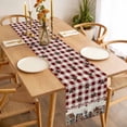 thumbnail image 3 of Farm Red Table Runner - 120 Inch Long, Kitchen Dining Table Runner Dresser Scarves, Brown Western Texas Star Red Plaid Country Farmhouse Decor for Coffee Tables Wedding Party Banquet, 3 of 8