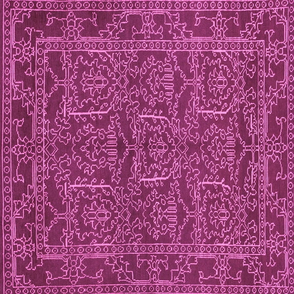 Ahgly Company Indoor Square Oriental Pink Modern Area Rugs, 7' Square