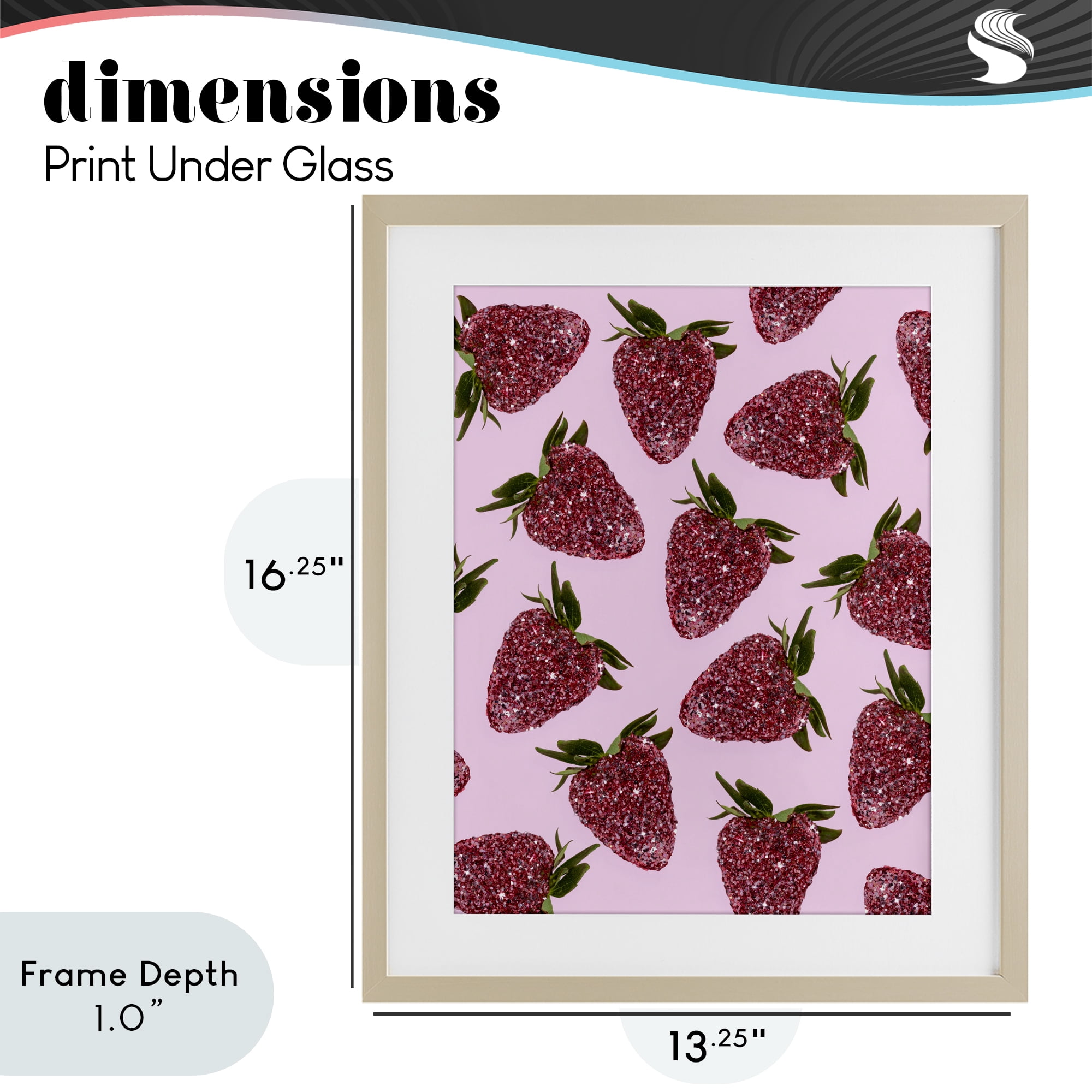 Stupell Industries Glimmer Strawberry Pattern Birch Framed Print Under Glass, design by LISH Creative
