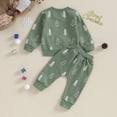 thumbnail image 6 of TOWED22 Toddler Baby Boy Fall Winter Outfit Print Long Sleeve Sweatshirt Solid Jogger Pant Set Spring Clothes(Blazer,2-3 Y), 6 of 7