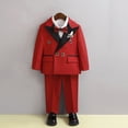 thumbnail image 2 of LIJCC Toddler Boy Formal Suit Clothes Gentleman Wedding Dress Outfit Long Sleeve Dress Shirt Jacket 5 PCS Set(Red,9-10 Years), 2 of 9