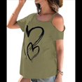thumbnail image 1 of Camiseta de Mujer con Cuello Asimétrico, Corte y Estampado Gráfico, Corta. Verde XL, 1 of 9