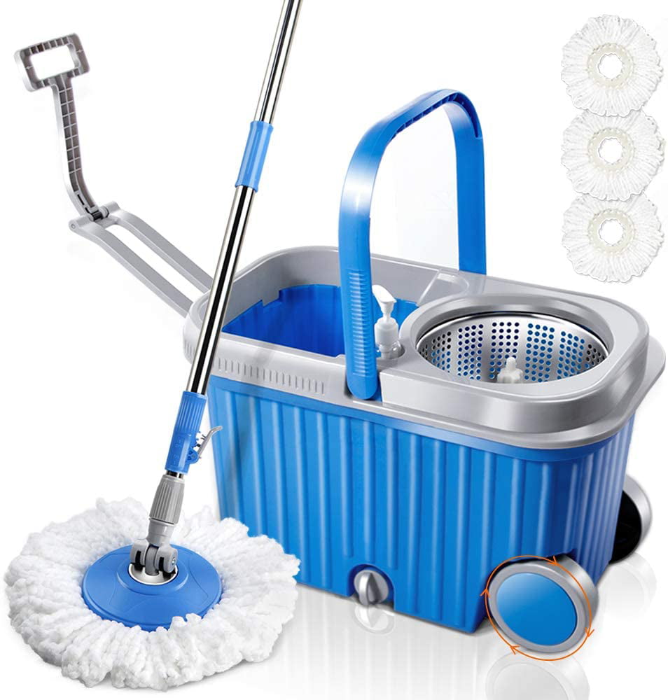 Spin Mop and Bucket System 8L Stainless Steel Mop Bucket with Wringer Get A Bucket And A Mop