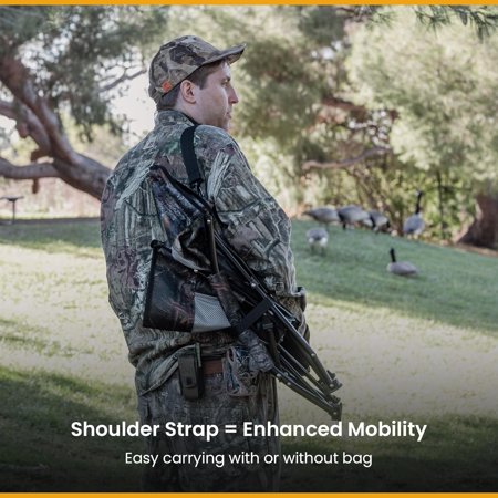 Portable Folding Turkey Hunting Blind Chair with Padded Armrest No-Sink Feet and Shoulder Strap Camouflage Low Mesh Seat