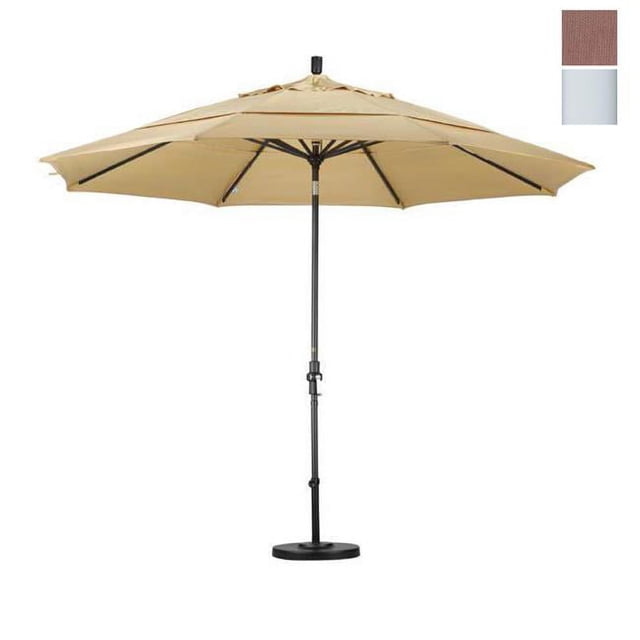 11' Aluminium Marché Umbrella Collier Inclinable Mat Blanc/oléfine/tissé Sésame/dwv