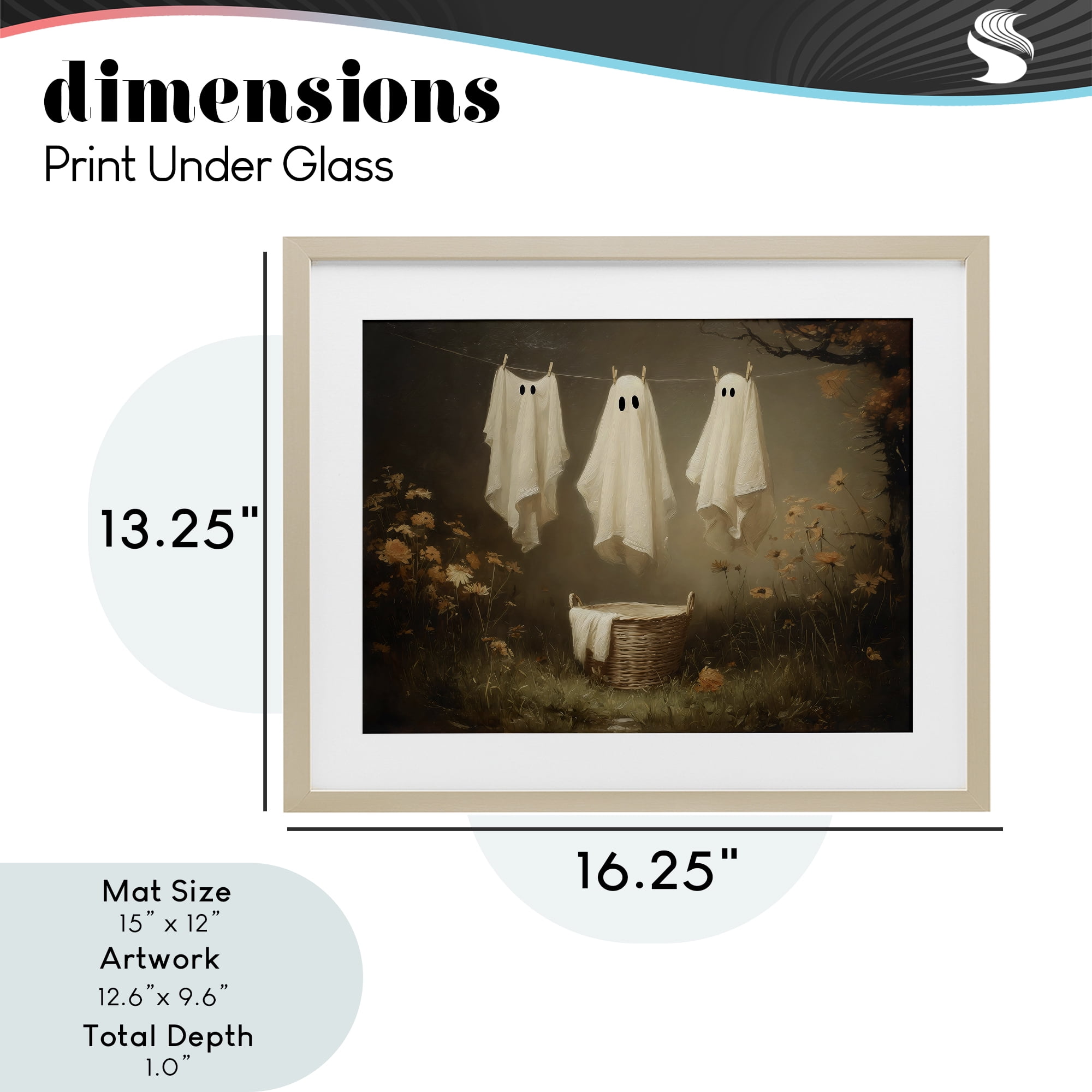 Three Laundry Ghosts Hanging Birch Framed Print Under Glass, design by Arlington Prints