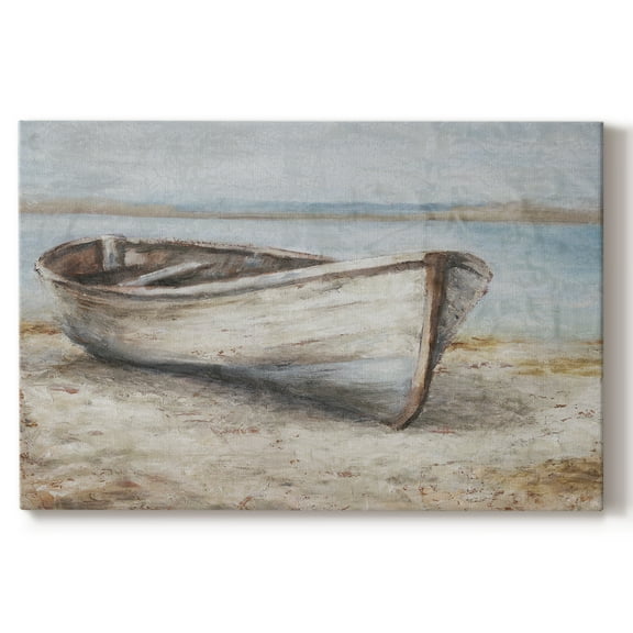 Wexford Home Embellished Whitewashed Boat - 24" x 36" Gallery Wrapped Canvas, Ready to Hang