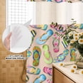 thumbnail image 3 of No Hook Shower Curtain, Summer Slippers Shower Curtains for Bathroom with See Through Top Window, Watercolor Flip Flops Ocean Beach Light Brown Waterproof & Washable Bath Curtain 66"x72", 3 of 9