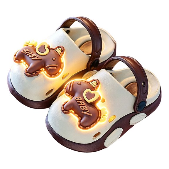 Kids' Boys Girls LED Light up Clogs Cute Cartoon Slippers Toddlers Slip on Indoor Outdoor Beach Sandals Non Slip Slides 6 Toddler