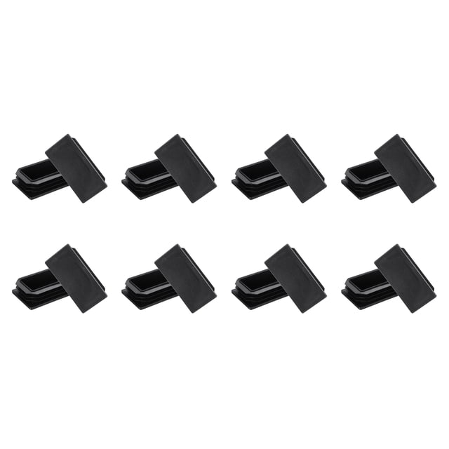 Uxcell 3.9" x 2" x 0.8" Rectangle Plastic Plug Tubing End Caps, 8Pcs Rectangular Tube Plug Square Tubing Post End Cap for Fence Pipe Post Cover Furniture Foot, Black