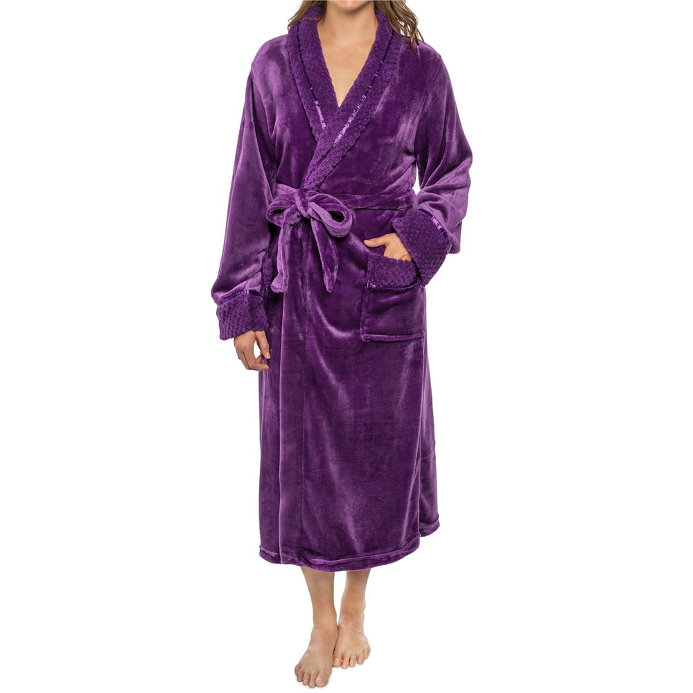 Pavilia - PAVILIA Soft Plush Women Fleece Robe, Purple Cozy Bathrobe ...