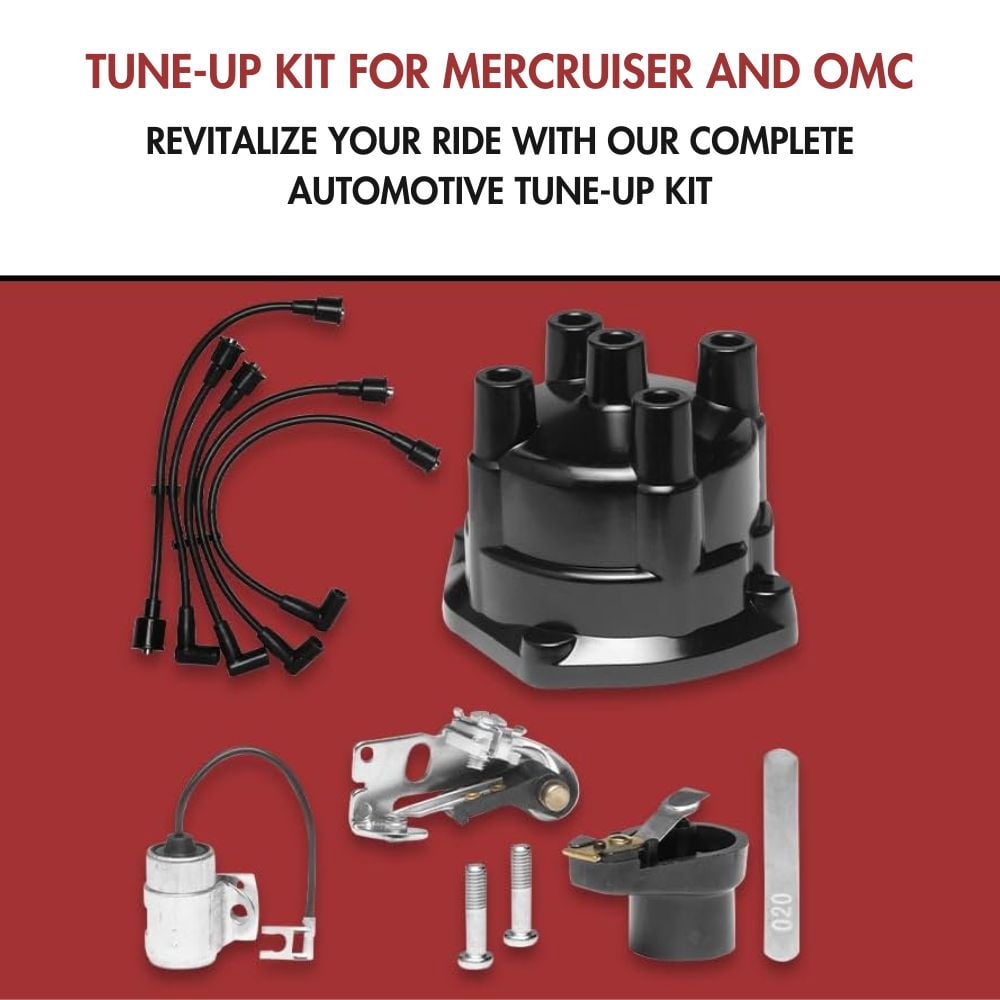 Distributor Cap, Rotor, Points, Condenser and Spark Plug Wires. Ignition Kit for Mercruiser 3.0 2.5 3.7 by FASWORX