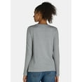 thumbnail image 4 of Time and Tru Women's Cotton Crewneck Tee with Long Sleeves, Single and 3 Pack, Sizes XS-XXXL, 4 of 6