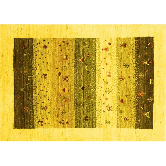 Ahgly Company Indoor Rectangle Solid Yellow Modern Area Rugs, 3' x 5'