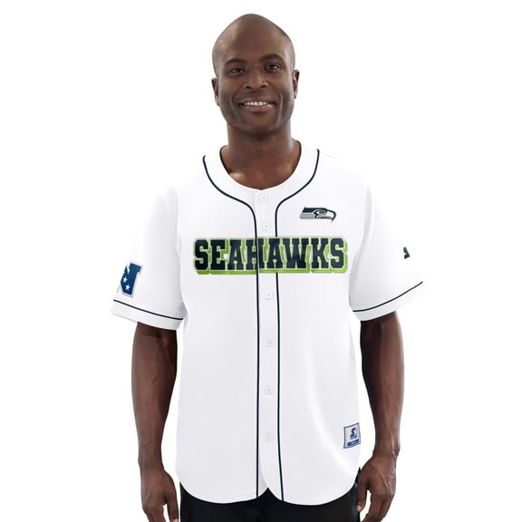 Men's-Starter White Seattle Seahawks Relay Full-Button Baseball Jersey