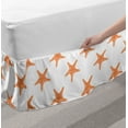 thumbnail image 2 of Starfish Bed Skirt, Graphic Illustration of Summer Season Inspired Aquatic Animals Tropical Climate, Elastic Bedskirt Dust Ruffle Wrap Around for Bedding Decor, 4 Sizes, Orange White, by Ambesonne, 2 of 2