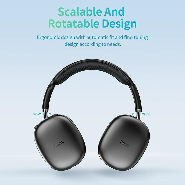hoco. ワイヤレスヘッドホン ブラック HOCO Wireless Over-Ear Headphones, Bluetooth 5.3, HD Stereo