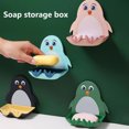 thumbnail image 3 of Inteprter Caja de jabón de viaje impermeable con bonitos pingüinos, soporte para baño, portátil para ducha, hogar, accesorios de Juegos de accesorios de baño Verde, 3 of 6