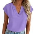 thumbnail image 2 of hlysgo Women's Cap Sleeve Tops V Neck Dressy Casual Blouses Summer Work Business Shirts Purple,XL, 2 of 6
