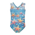 thumbnail image 2 of FOR U DESIGNS Cute Toddlers Girls V Neck Swimsuit Starfish Pearl Non-Snaps Bodysuit Size 7-8T Comfortable One-Piece Swimwear for Swimming Surfing, 2 of 8