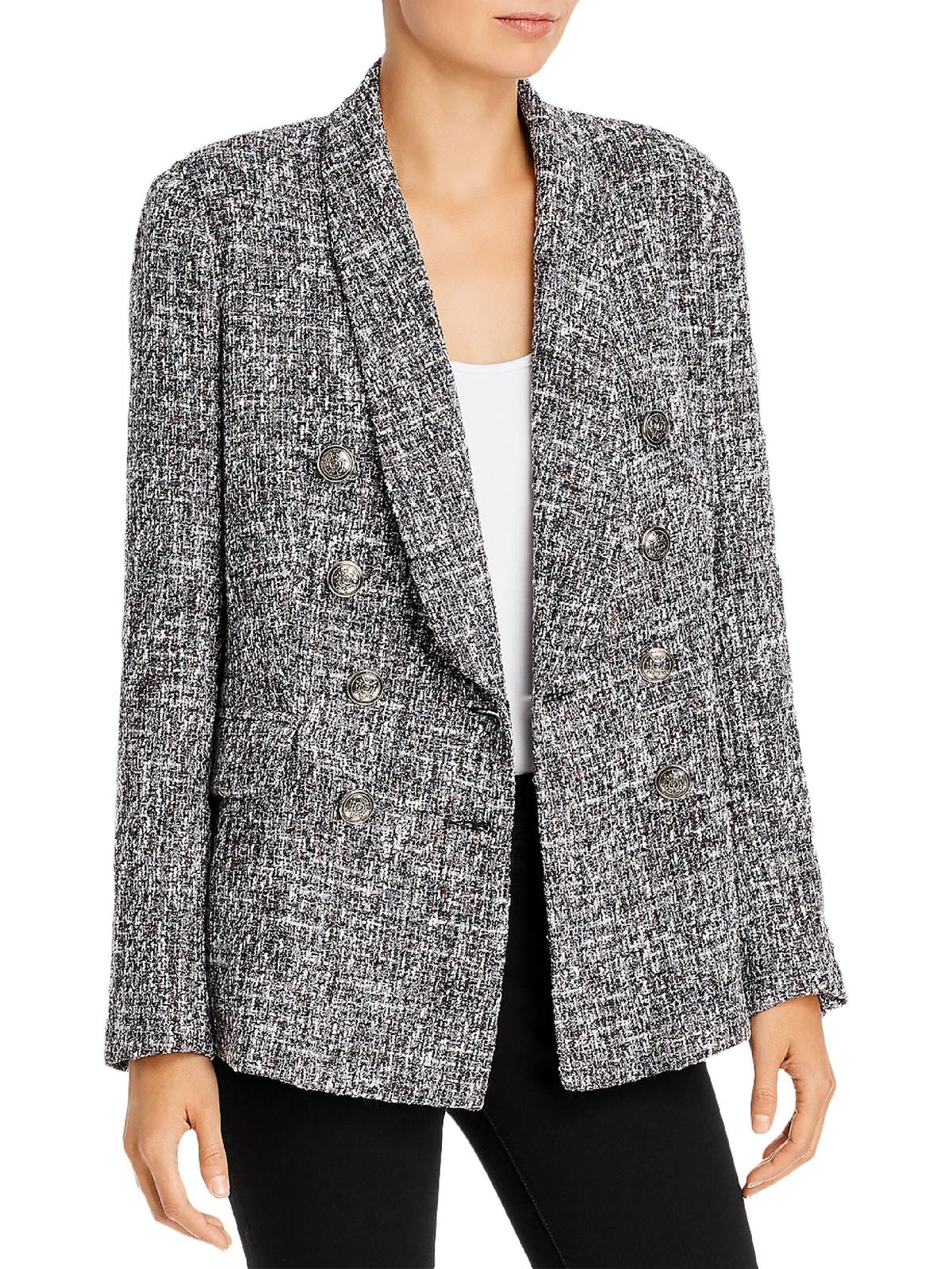 Aqua Womens Tweed Metallic Two-Button 
