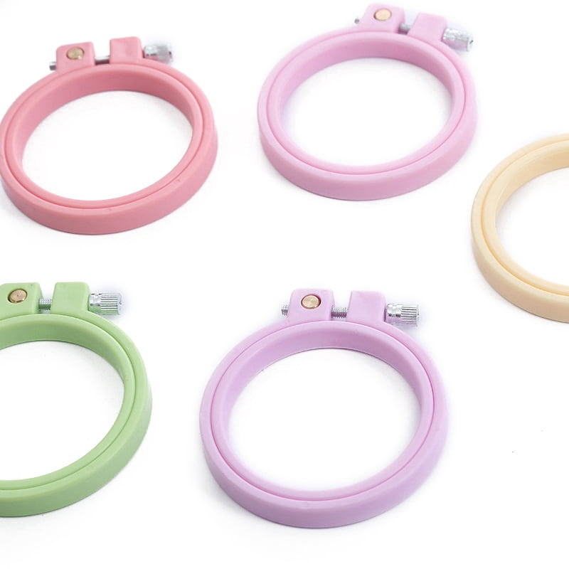 10pcs Adjustable Plastic Flat Round Embroidery Hoops Embroidery Circle Stitch Hoops for Needlework and DIY Embroidery Project Mixed color 75~78mm
