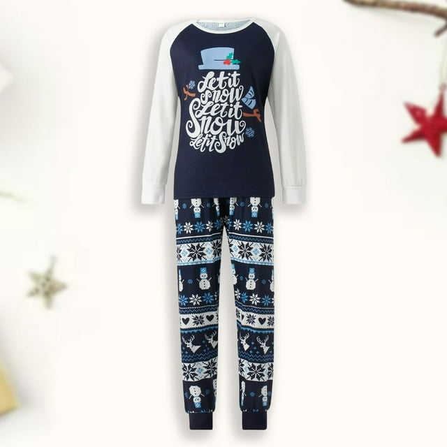 Ensemble de Pyjama Familial 2 Pcs Style de Noël Motif Bonhomme de Neige Flocon de Neige Tenue Quotidienne