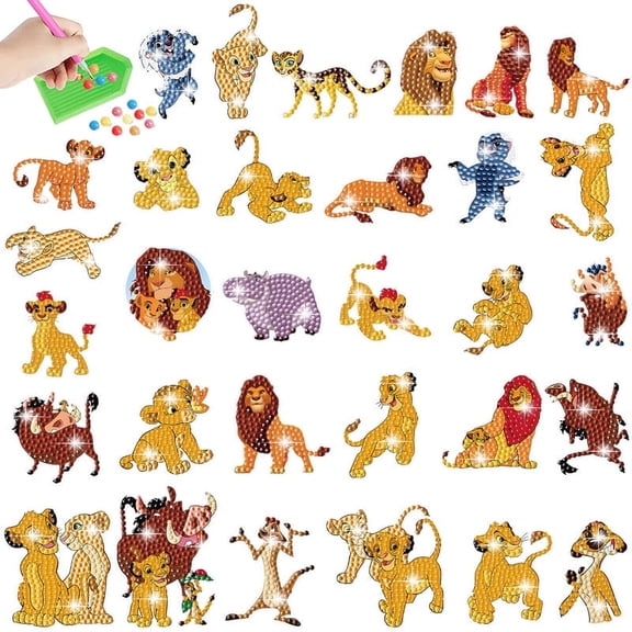 The Lion King Diamond Art Painting Sticker Kits for Kids-Cartoon Diamond Gem Stickers Kit,5D Gem Art Stickers Mosaic