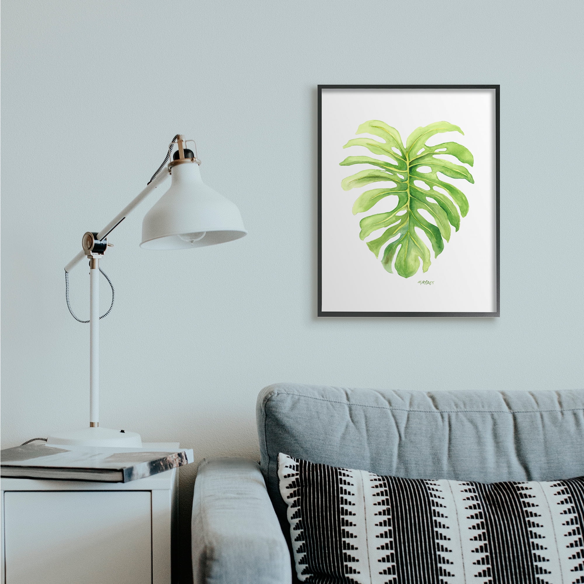 Stupell Industries Monstera Leaf Tropical Plant Over White Black Framed, 24 x 30, Design by Melissa Hyatt LLC