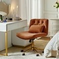 thumbnail image 3 of Adjustable Modern Swivel Velvet Desk Task Chair for Makeup Vanity Camel, 3 of 8