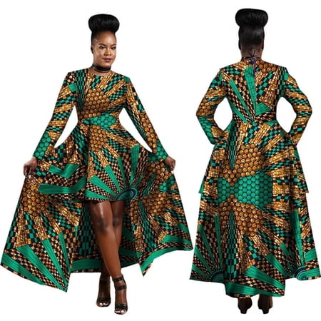 African Dresses for Women Kente Print Cotton Sexy Maxi Long Dress for Ladies African Clothes