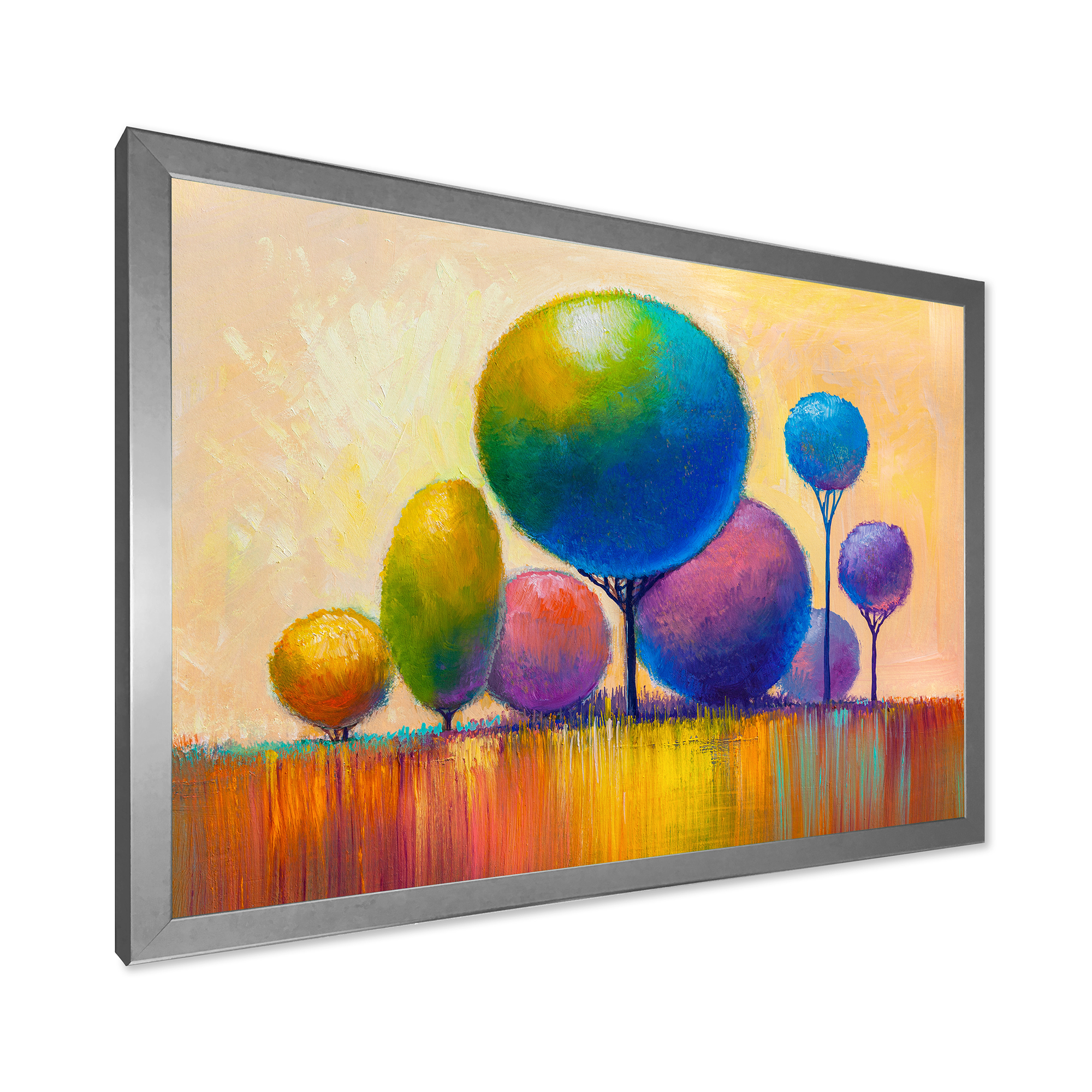 Designart 'Ornamental Colourful Trees VIII' Modern Framed Art Print