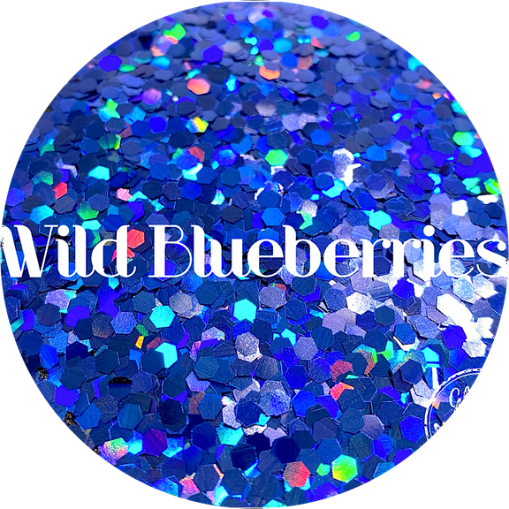 Glitter Heart Co. Glitter - High Quality Polyester Glitter - Wild Blueberries - Holographic Blue Chunky - 2 oz Bottle