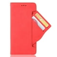 thumbnail image 2 of Pour MOTO G10 Étui en Cuir à Plusieurs Fentes pour Cartes Support Rabattable-Rouge, 2 of 5