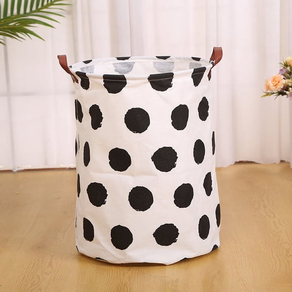Laundry Basket Collapsible Laundry Hamper 18 x 18 x20 inches Freestanding Large Clothes Hamper Storage with Leather Handle for Dirty Clothes, Kids Toys, Bedroom, Bathroom