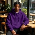thumbnail image 5 of Mens Hooded Fashion Long Sleeve Hoodies Casual Drawstring with Pockets Pullover Sweatshirt for Men Dark Purple M, 5 of 7