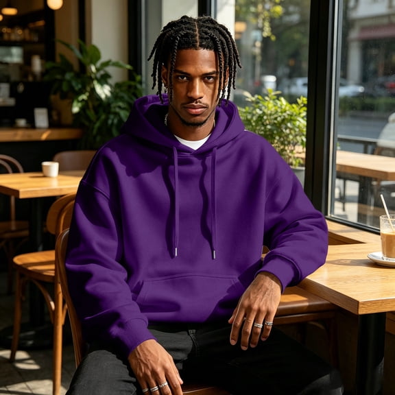 Dwellite Hoodie for Men Pullover Soft Fleece Sweatshirts Casual Long Sleeve Athletic Hoodies with Pocket 2026 Dark Purple 3XL