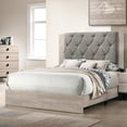 thumbnail image 6 of Contemporary 1pc Cream Finish Queen Size Bed Bedroom Furniture Gray Tufted Design Headboard Rubberwood 1pc Bedframe, 6 of 9