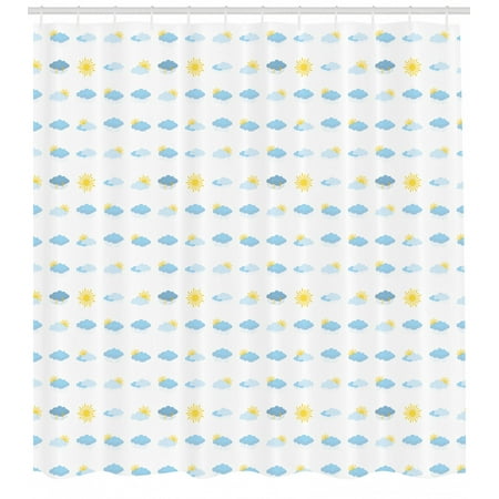 Blue And Yellow Shower Curtain Meteorology Icons Clouds Sun Bolts