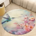 thumbnail image 4 of Flower Hummingbird Floral Medallion Round Rug - Small Round Area Rug, Soft Non-Slip Machine Washable Bedroom Mat Indoor Accent Entry Carpet for Office Desk Dorm Hallway, 4 of 6