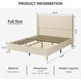 thumbnail image 2 of Luku Bed Frame, Upholstered Platform Velvet Bed Frame with Vertical Channel Tufted Wingback Headboard, Strong Wooden Slats, No Box Spring Needed, Easy Assembly, 2 of 6