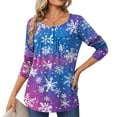 thumbnail image 2 of ShiShine Long Sleeve Shirts for Women Fall Tops Printed Dressy Blouses Pleated Front Crewneck Loose Fit Tunic Tops, 2 of 5